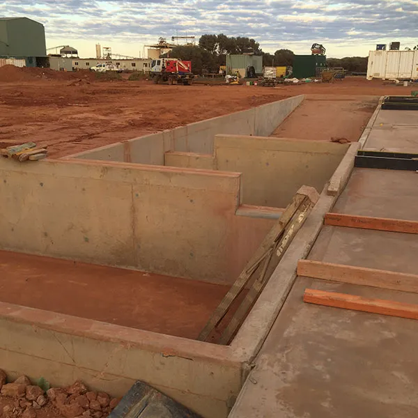 Formwork for concrete footings on a construction site
